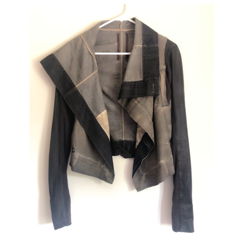 Rick Owens leather and denim jacket